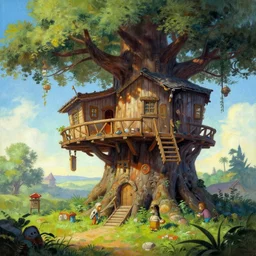 wookiee treehouse village painting by ralph mcquarrie