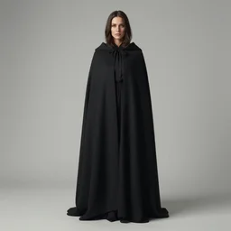 hyper - realistic detailed full body portrait of woman with cloak by victoria frances, dark