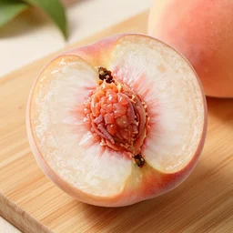 a delicious ripe peach is cut open on a cutting board to reveal a beautiful large ( peach color ) diamond, the diamond is sparkly, 8 k, 4 k, high quality