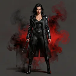 black red ink smoke cyborg detective full - body portrait, tony sart, mafia, noir, artstation, ismail inceoglu