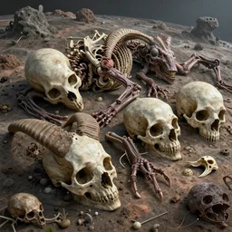 a skull fauna alien sleep on alien planet land by neville page, ken barthelmey, carlos huante and doug chiang, sharp focus, trending on artstation, hyper realism, octane render, 8 k, hyper detailed, ultra detailed, highly detailed, zbrush, concept art, creature design