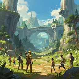 photo environement post futurist national park : 4, 4 k rtx hdr volume light concept studio matte painting environement digital illustration style art that looks like it is from borderlands and by feng zhu and loish and laurie greasley, victo ngai, andreas rocha, john harris by jesper ejsing, by rhads, makoto shinkai and lois van baar