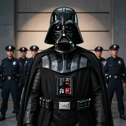 Mugshot of Darth Vader, police lineup
