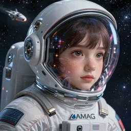 futuristic astronaut chasing a distant spaceship Anime, portrait cute-fine-face, pretty face, realistic shaded Perfect face, wide angle, fine details, cinematic. galaxy starscape. realistic shaded lighting by Ilya Kuvshinov Giuseppe Dangelico Pino and Michael Garmash and Rob Rey greg rutkowski, octane render, IAMAG premiere, aaaa achievement collection, elegant freckles, cinematic hologram, fabulous, daily deviation, annual award winner