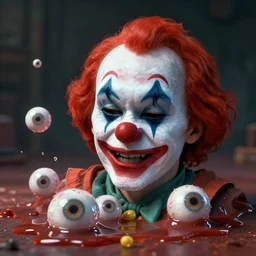inside the body of a melting clown, eyeballs disintegrating, hyper detailed, masterpiece, artstation, advanced lighting technology, stylized yet realistic surrealism, 4 k wallpaper