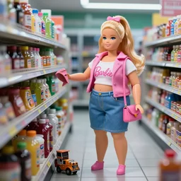 fat Barbie doll caught stealing in a convenience store CCTV footage