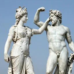 greek statue of hera slapping greek statue of zeus in the face