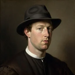 renaissance painting of mark zuckerberg wearing a fedora