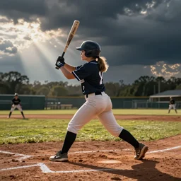 Lauren Ash playing baseball