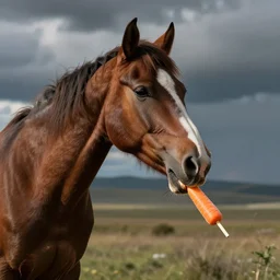 horse eating carrot ice lolly