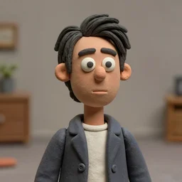 a cinematic photograph still of trippie redd with black hair, made out of clay, in claymation