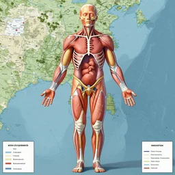 map of the human body, biomechanics, award winning, trending on artstation, photorealistic