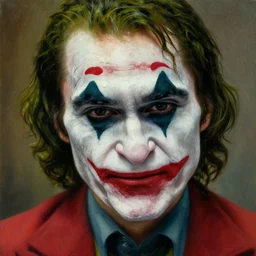 a portrait of the joker art by rembrandt!! intricate. ultra detailed, oil on canvas, wet - on - wet technique, pay attention to facial details, highly realistic, soft lighting, intricate textures, illusionistic detail,