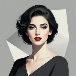 a portrait of an elegant lady, geometric