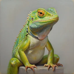 oil painting portrait of a lizard person, a gorn from star trek, wearing a blonde wig in a movie poster for a movie called gorn girl
