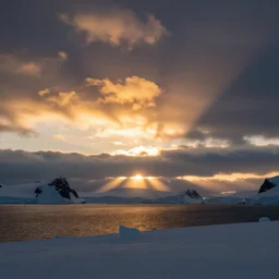 sunset over antartica by victor nizovtsev