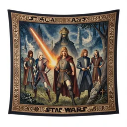 a medieval tapestry depicting the star wars saga
