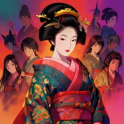 portrait of a beautiful japanese geisha, maya ali mage, gloomhaven, dynamic lighting, gaudy colors, octane render aesthetic, matte painting concept art, official fanart behance hd artstation by jesper ejsing, by rhads and makoto shinkai and lois van baarle and ilya kuvshinov and rossdraws