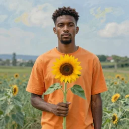 Rex Orange County holding a sunflower by Claude Monet