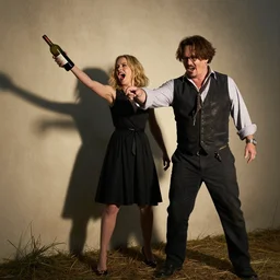 Amber Heard yelling and throwing a wine bottle at Johnny Depp