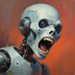 a scream painting of robot by aaron horkey, trending on artstation