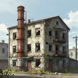 a beautiful detailed anime illustration of urbex abandoned industrial architecture city chalet by ilya kuvshinov, extraterrestial san andreas tron cgsociety scumm bar, archdaily, wallpaper, highly detailed, trending on artstation.