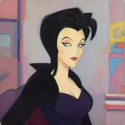 greg manchess portrait painting of morticia from addams family as overwatch character, medium shot, asymmetrical, profile picture, organic painting, sunny day, matte painting, bold shapes, hard edges, street art, trending on artstation, by huang guangjian and gil elvgren and greg rutkowski