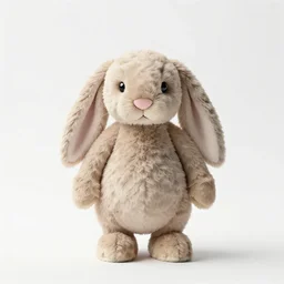modular plush bunny, professional product shot, isolated on a pure white background, centered, entire object in frame, sharp focus, soft studio lighting