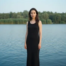 portrait of a woman standing in a lake, by marat safin