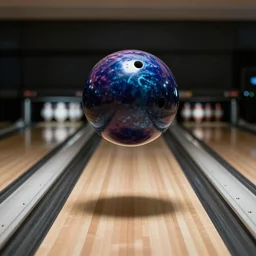 A bowling ball falling through time and space, 8k , realistic, surreal