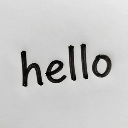 a piece of paper with the word, hello