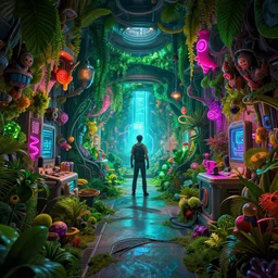 aperture science test chamber, portal 2 game, by greg rutkowski and gaston bussiere, vibrant lush neon lighting, beautiful volumetric - lighting - style atmosphere, futuristic atmosphere, intricate, detailed, photorealistic imagery, artstation
