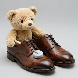 Teddybear shoeshine polishing shoes