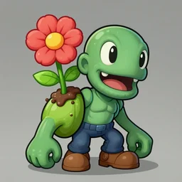 plant zombie, flower growing from shoulder blade, art by dungeons and dragons monster manual, trending on artstation