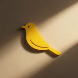 a minimalistic logo of a curvy yellow bird