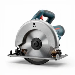 holographic circular saw, stylized 3d render, isolated on a pure white background, centered, entire object in frame, sharp focus, soft studio lighting