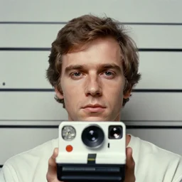 Mugshot Portrait of Bad Luck Brian, taken in the 1970s, photo taken on a 1970s polaroid camera, grainy, real life, hyperrealistic, ultra realistic, realistic, highly detailed, epic, HD quality, 8k resolution, body and headshot, film still, front facing, front view, headshot and bodyshot, detailed face, very detailed face