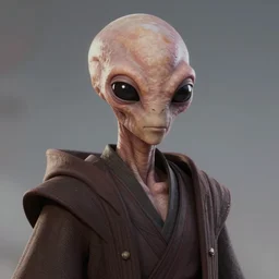 star wars portrait by ayami koyima, humanoid alien, bald, res round eyes, wearing robes, sharp foccus, artstation hq.