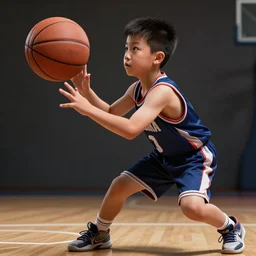 an epic portrait of a boy playing basketball in a basketball court, highly detailed, high quality, HDR, path tracing, epic image, realistic face, hyperrealistic, badass pose, digital art, anatomically correct, dramatic lighting, studio quality, profile photo
