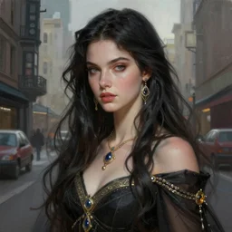 a portrait of grace as a sorceress, urban motifs, intricate, elegant, highly detailed, digital painting, trending on artstation, concept art, smooth sharp focus, illustration, art by artgerm and greg rutkowski