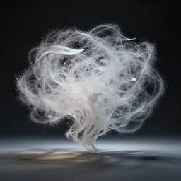 point cloud, life, natural, volumetric, abstract symbolism, particles, flocking behavior, physical, translucence, cinematic lighting, gmunk, by quayola, iridescence