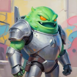 greg manchess portrait painting of armored slimer as overwatch character, medium shot, asymmetrical, profile picture, organic painting, sunny day, matte painting, bold shapes, hard edges, street art, trending on artstation, by huang guangjian and gil elvgren and sachin teng
