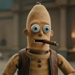 film still of bender with a cigar in his mouth in the new scifi movie, 4 k