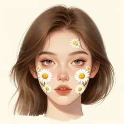 daisy!!! inside a beautiful girl's face, in style kuvshinov, portrait, details, illustration, golden ratio,