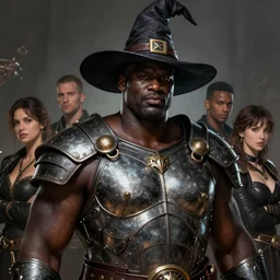 shaquille o'neal wearing breastplate a witch's hat, highly detailed, d & d, fantasy, highly detailed, digital painting, trending on artstation, concept art, sharp focus, illustration, global illumination, shaded, art by artgerm and greg rutkowski and fuji choko and viktoria gavrilenko and hoang lap