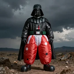 inflated balloon clown pants inspired by darth vader fashion