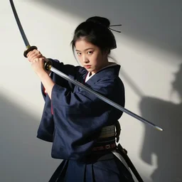 A young Japanese Empress, practicing with her sword