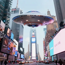 a ufo landing in times square