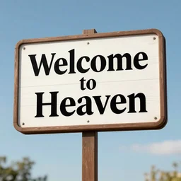 A 'Welcome to Heaven' sign