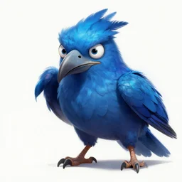a drawing of a monstrous blue bird with 4 eyes and menacing beak, monster concept art, artstation contest winner, fantasy art, iridescent feathers, speedpainting